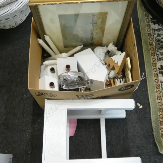 PRINT, SMALL WHITE TABLE, ASST. HOME DECORATIONS