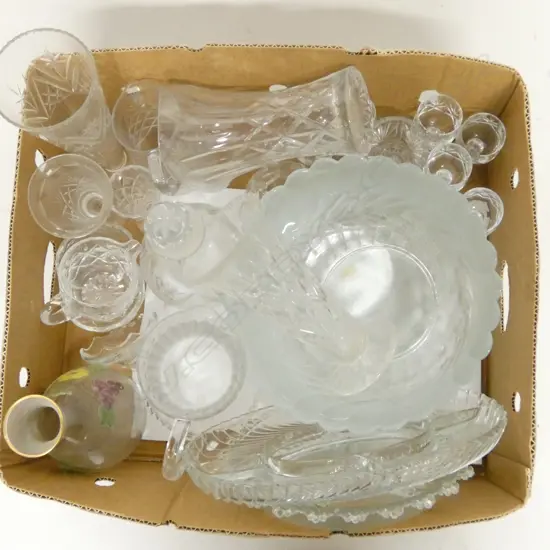 BOX OF ASST. GLASS & CRYSTAL