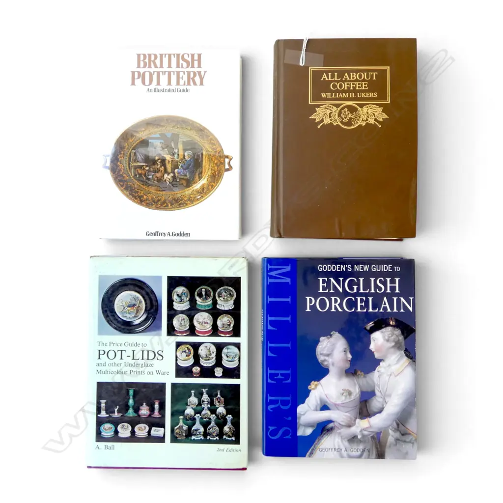 4 REFERENCE BOOKS; ALL ABOUT COFFEE, 3 ANTIQUES Image 1++