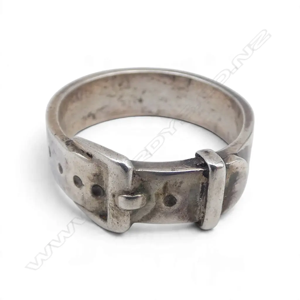 STG SILVER BELT RING 5.04gms SIZE N Image 1++