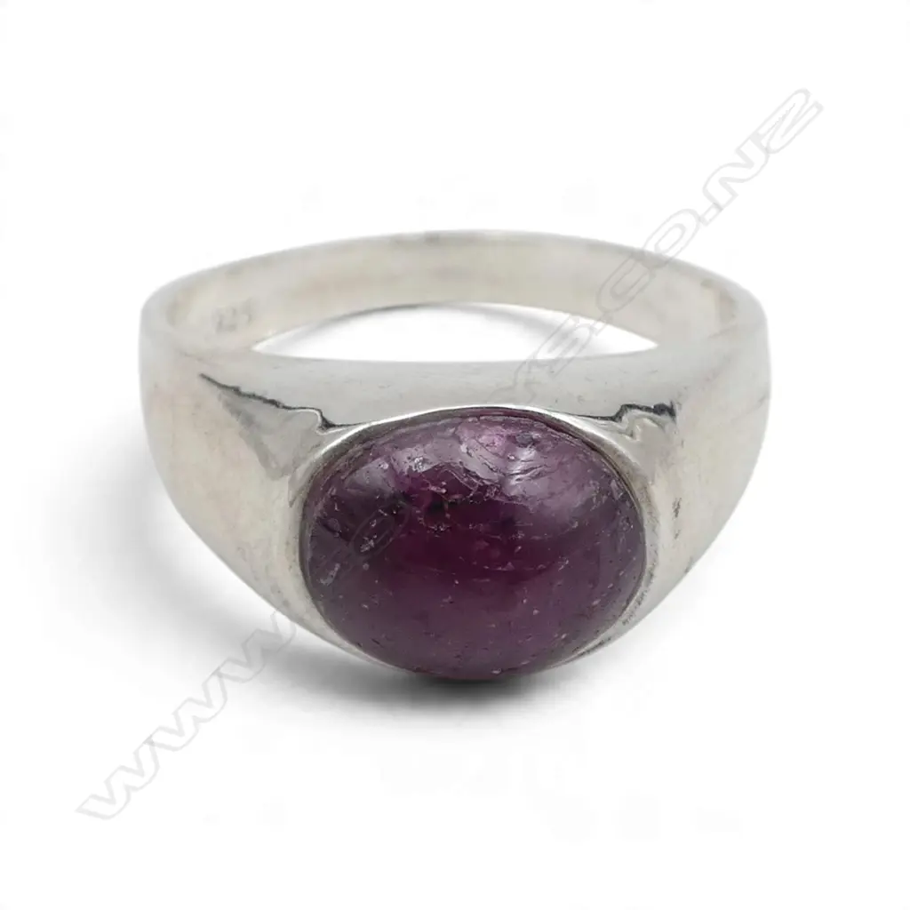 STG SILVER & STAR RUBY RING 4.46gms SIZE T Image 1++