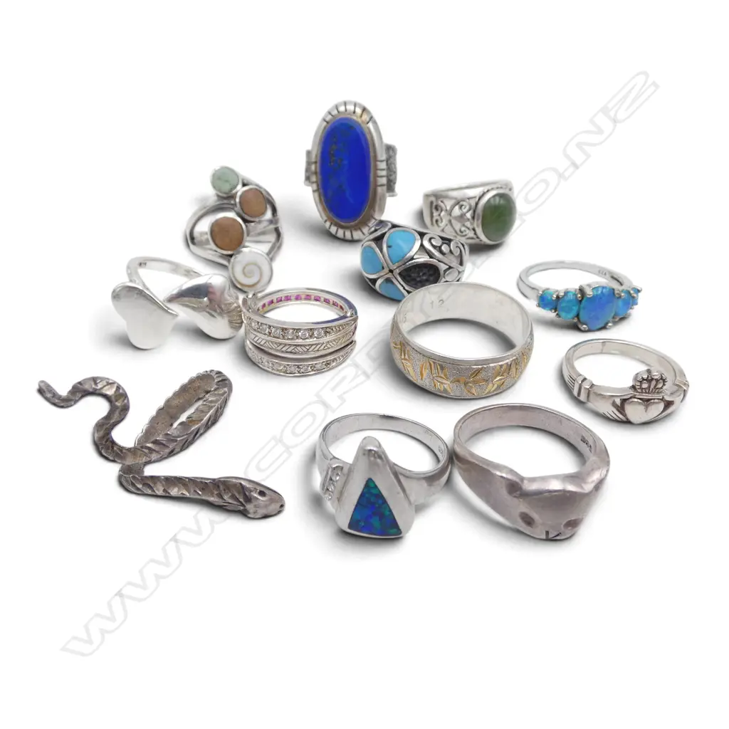 12 STG SILVER RINGS 82gms Image 1++