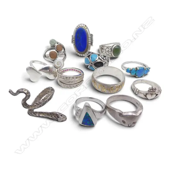 12 STG SILVER RINGS 82gms