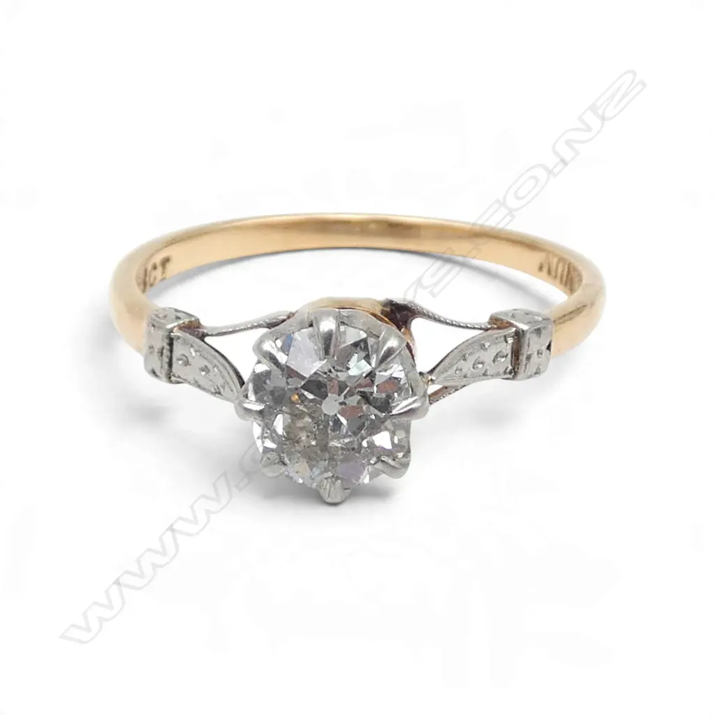 18ct GOLD, PLATINUM & DIAMOND SOLITAIRE RING, 0.70ct, I, I2-I3, 2.28gms SIZE N Image 1++