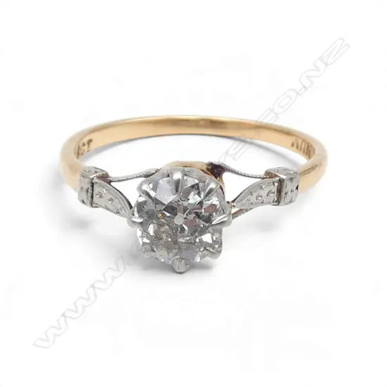 18ct GOLD, PLATINUM & DIAMOND SOLITAIRE RING, 0.70ct, I, I2-I3, 2.28gms SIZE N