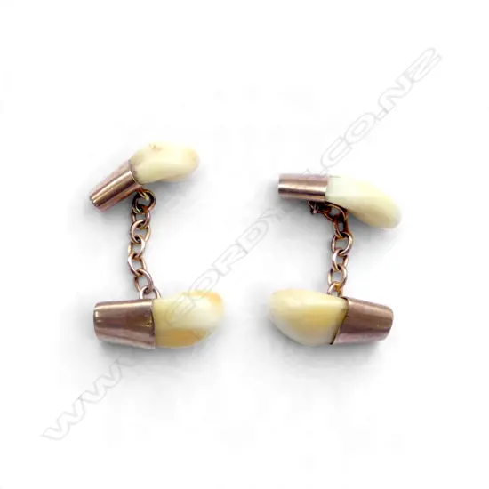 PR 9ct & MARINE IVORY? CUFF LINKS 5.18gms