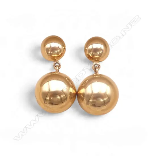 PR 9ct GOLD DROP BALL EARRINGS only 1 butterfly 2.2gms