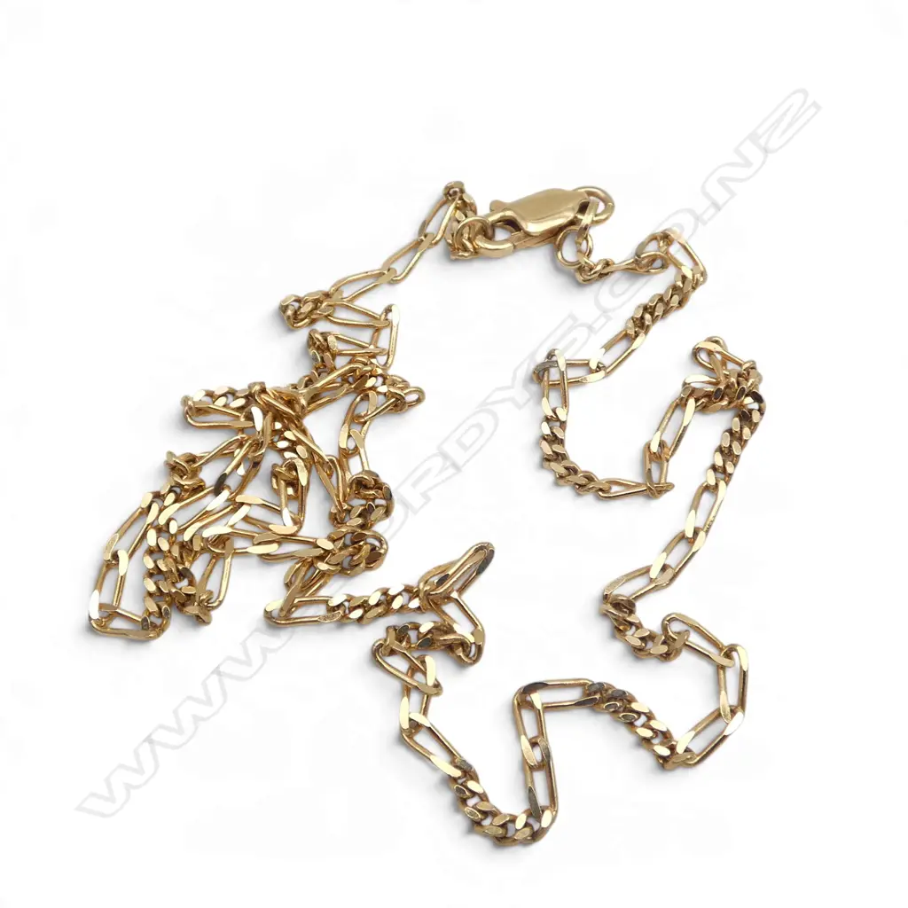 9ct FIGARO LINK CHAIN, L.44mm, 4.47gm Image 1++