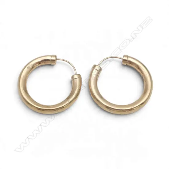 PR 9CT HOOP EARRINGS 25mm dia 1.7gms