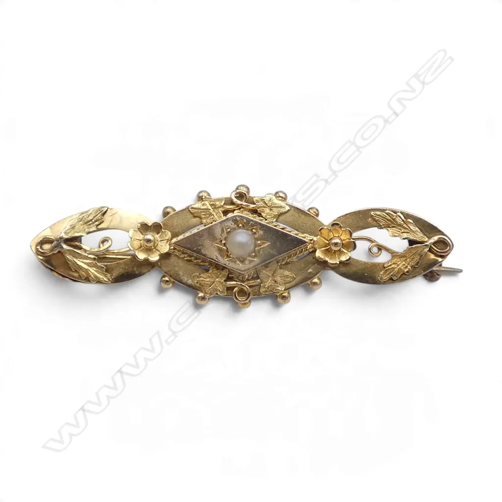 9CT BAR BROOCH W.45mm 3gms Image 1++