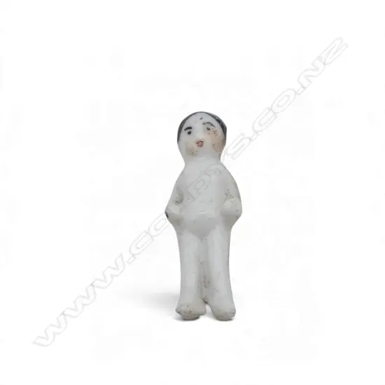 MINIATURE ANTIQUE PORCELAIN FROZEN CHARLOTTE / PUDDING DOLL 27mm