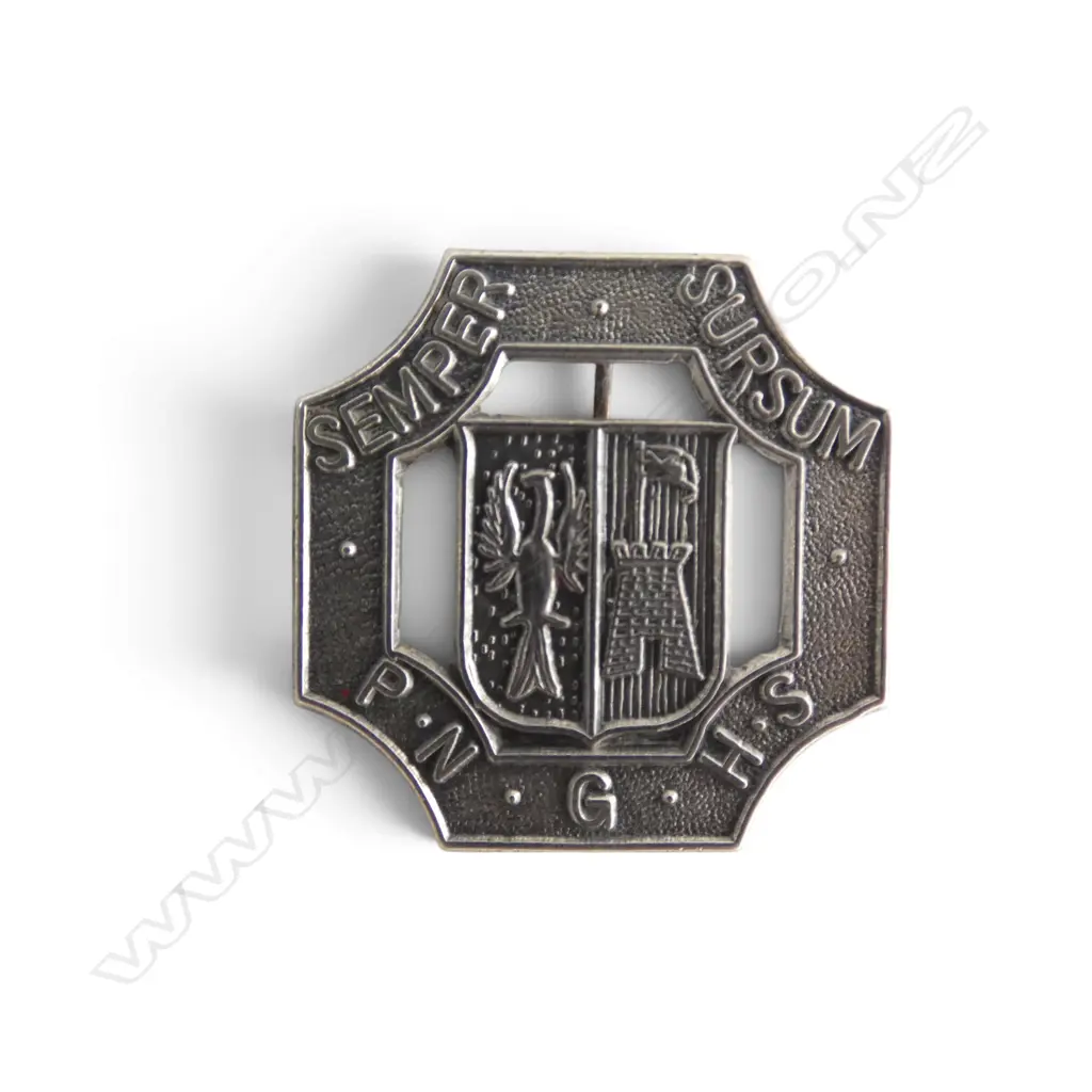 SILVER PALMERSTON NORTH HIGH SCHOOL BROOCH 'AIM HIGH' (8GMS includes copper fittings) Image 1++