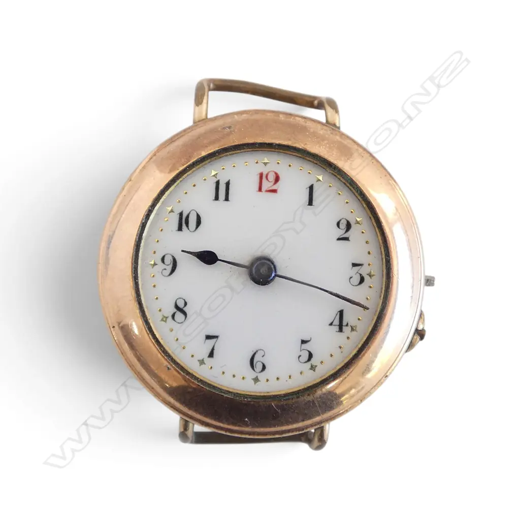 Early 20thC rose gold plated case ladies wristwatch no strap or winder a.f Image 1++