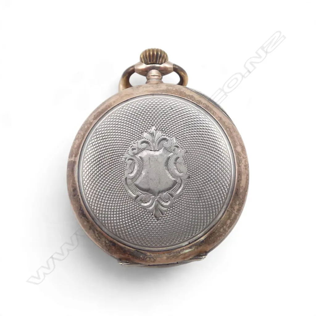EARLY 20TthC SILVER & GILT MID SIZE POCKET WATCH enamel dial Image 1++