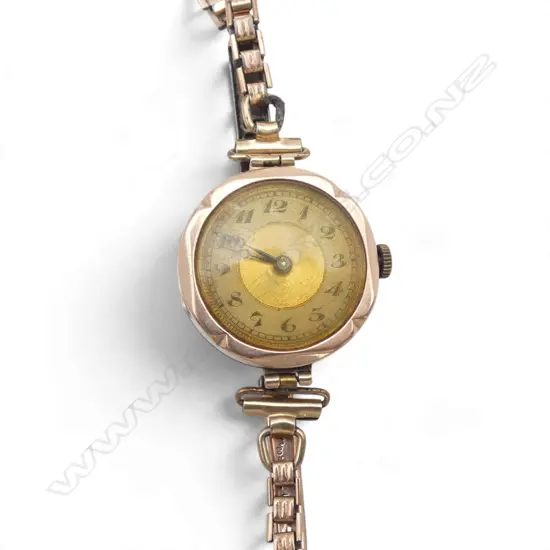 VINTAGE LADIES 9ct GOLD CASED WRISTWATCH plated strap