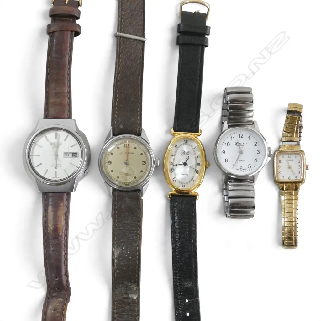 5 WRISTWATCHES Incl. ERNEST BOREL Image 1++