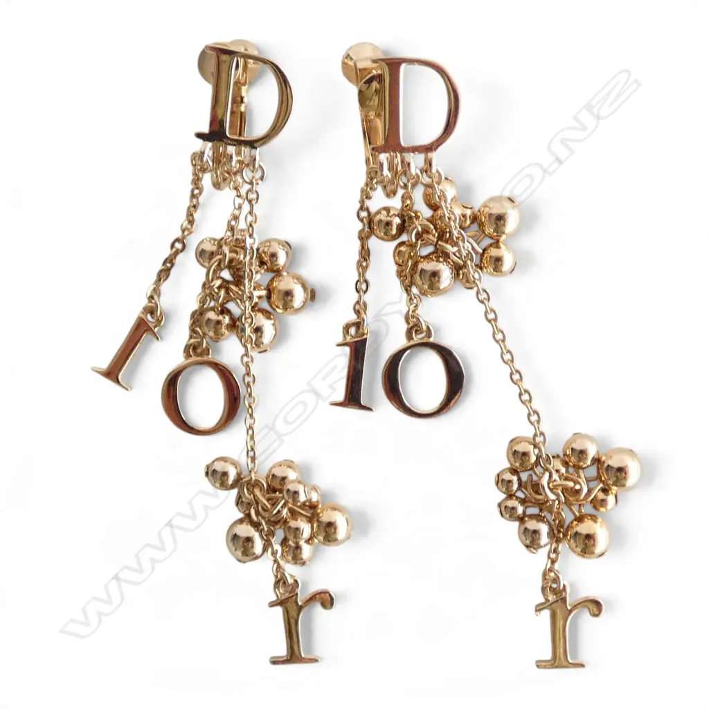 CHRISTIAN DIOR 'GOLDEN LOOK' FASHION EARRINGS, screw backs, unused Image 1++