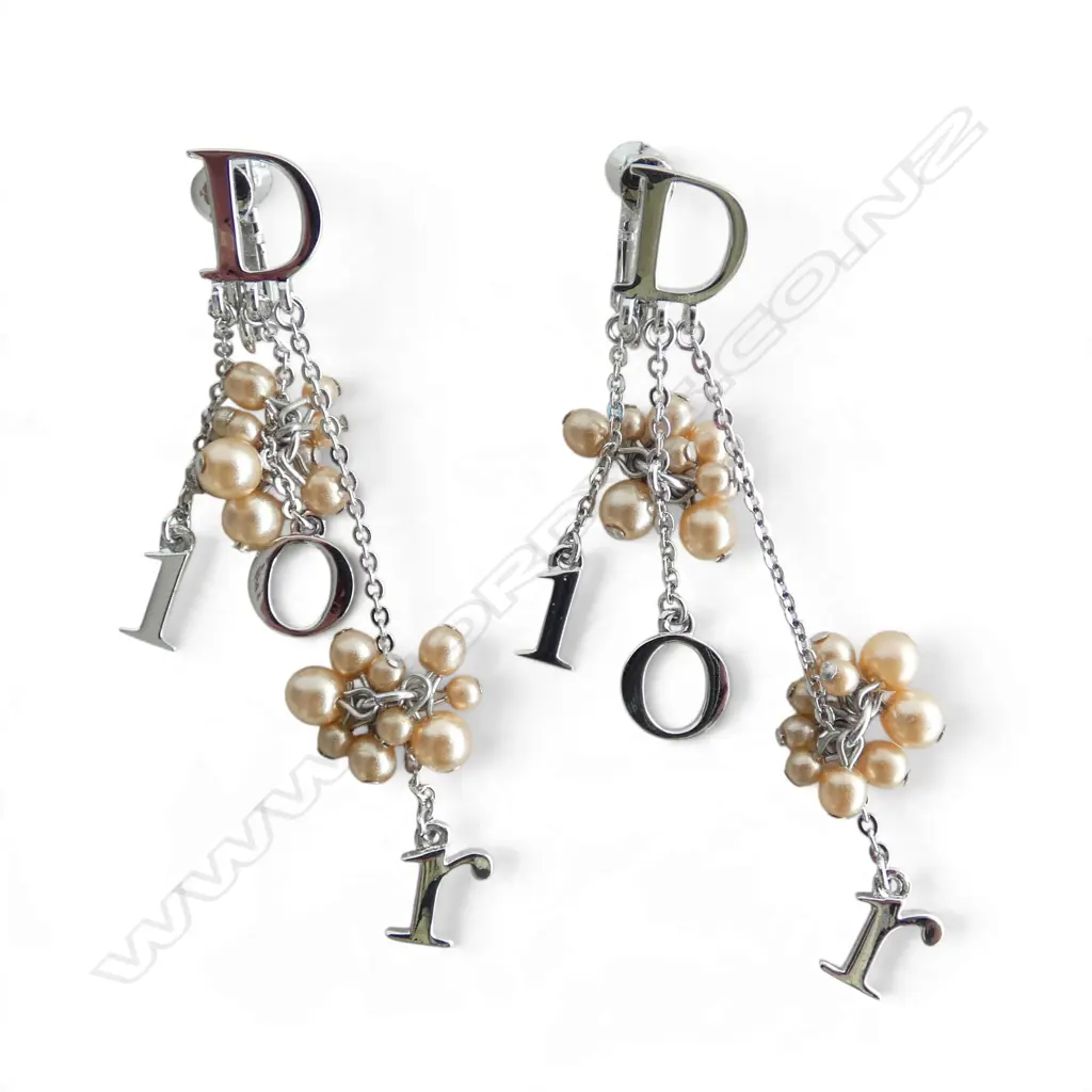 CHRISTIAN DIOR 'PEARL LOOK' FASHION EARRINGS, screw backs, unused Image 1++