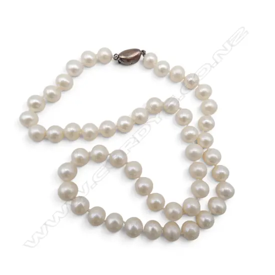 PEARL NECKLACE w. 925 SILVER CLASP L.440mm, with box