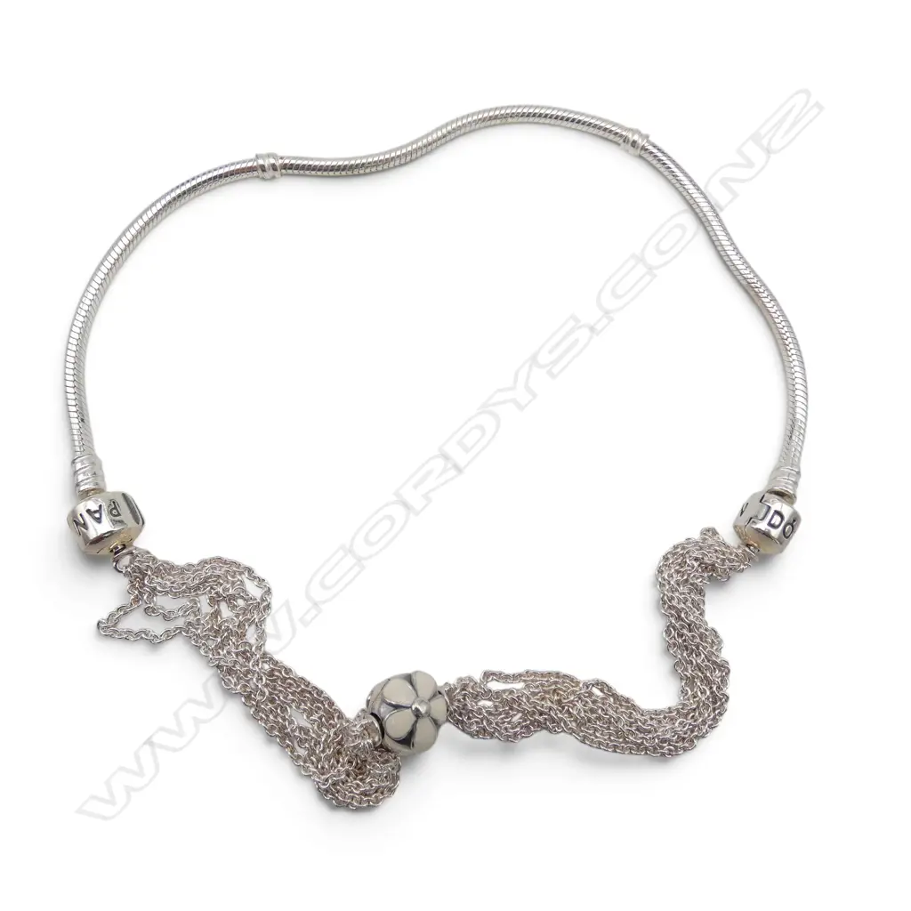 2 PANDORA SILVER BRACELETS, can be made into a short necklace, L.420mm total length Image 1++