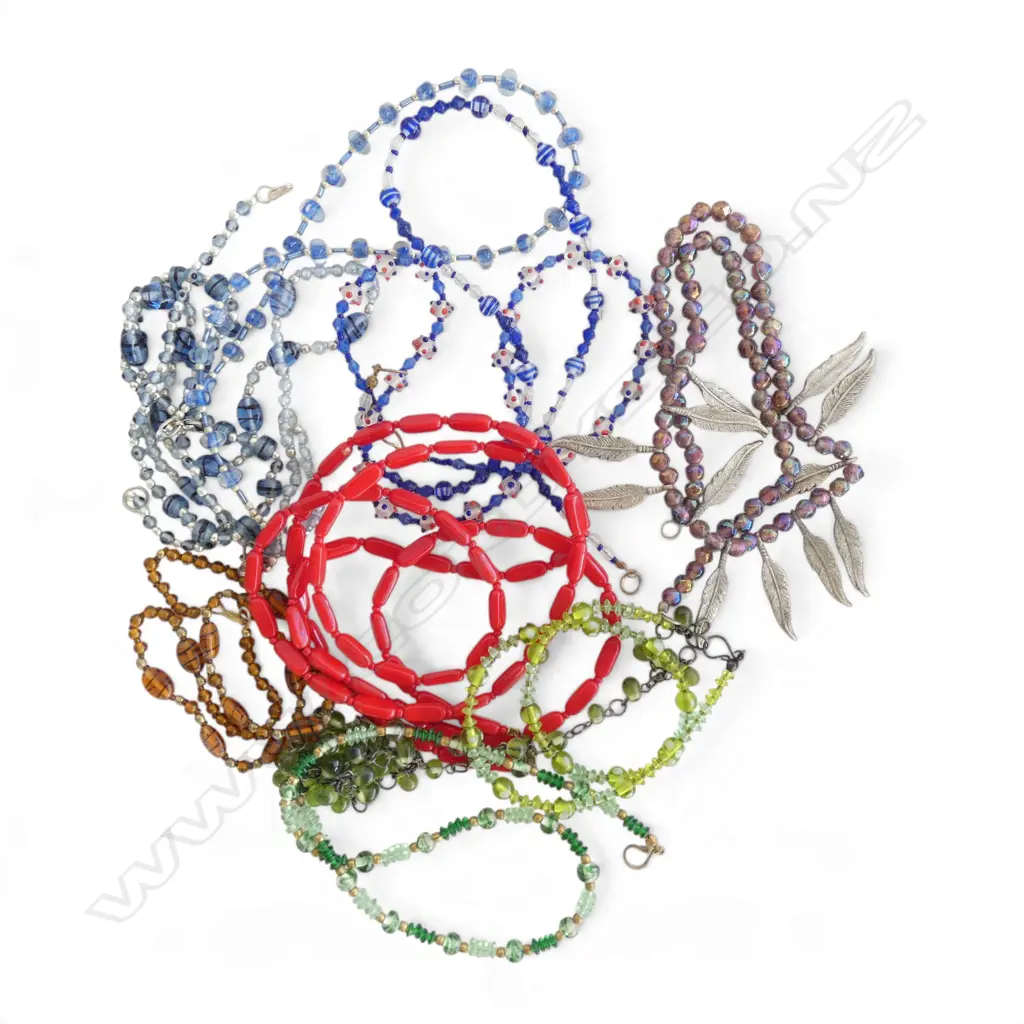 11 GLASS BEADED NECKLACES in assorted colours  Image 1++