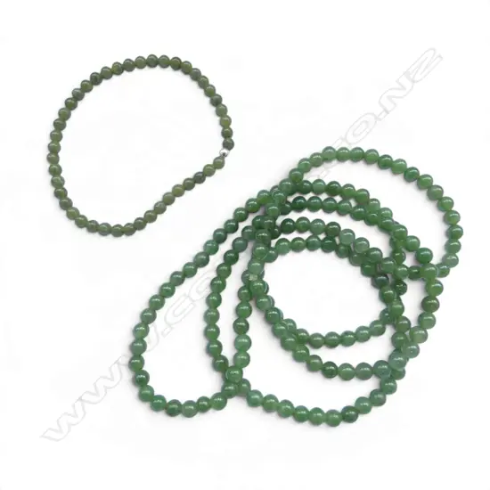 JADE BEAD NECKLACE & BRACELET L.390mm