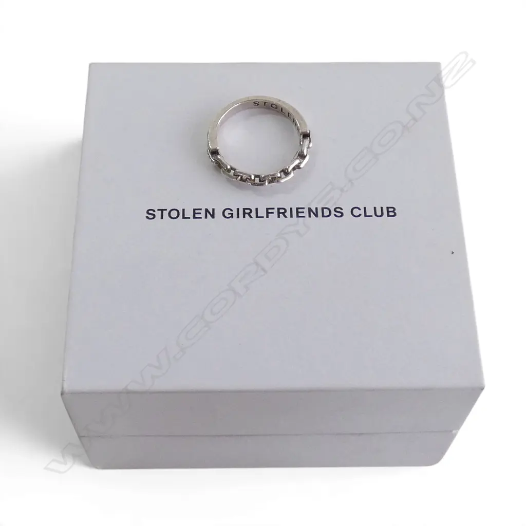 STG SILVER CHAIN RING BY ‘STOLEN GIRLFRIENDS CLUB’ IN BOX Image 1++