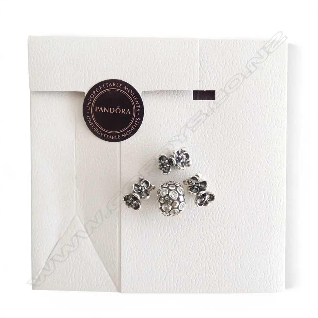 PANDORA SILVER & CUBIC ZIRCONIA CHARM & 3 SPACERS Image 1++