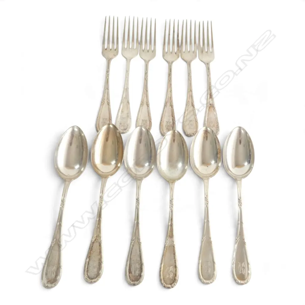 12 .800 GERMAN SILVER TABLE FORKS & SPOONS 786gms Image 1++
