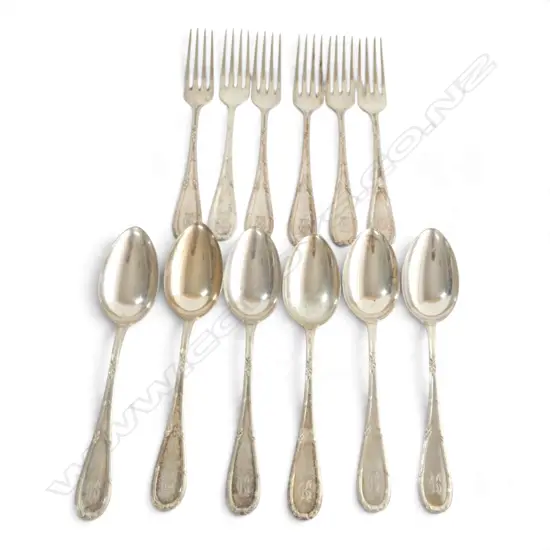 12 .800 GERMAN SILVER TABLE FORKS & SPOONS 786gms