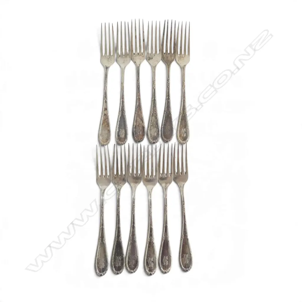 12 .800 GERMAN SILVER TABLE FORKS 797gms Image 1++