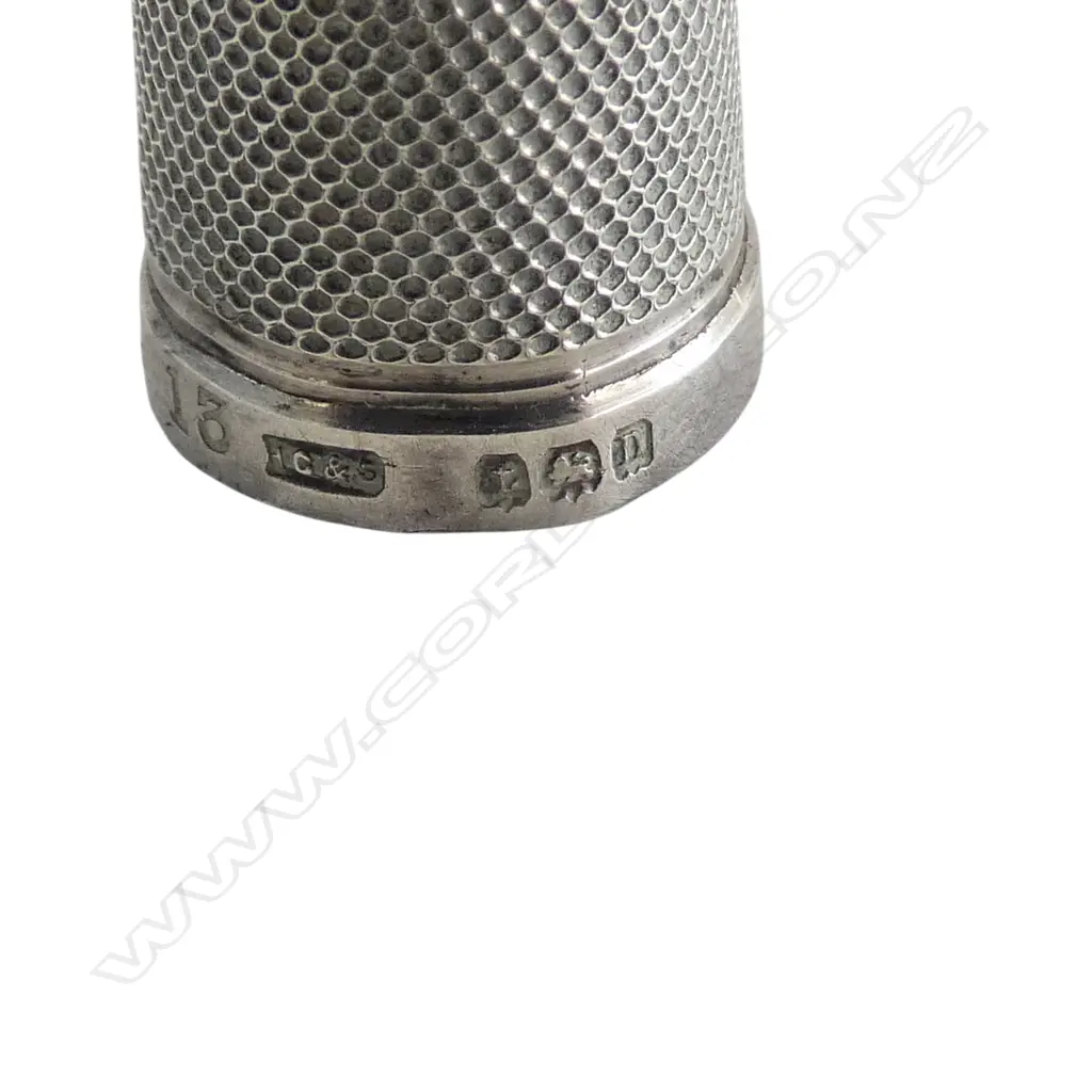 3 STG SILVER THIMBLES, NAPKIN RING, HAT PIN, BUTTON HOOK & OTHER Image 1++