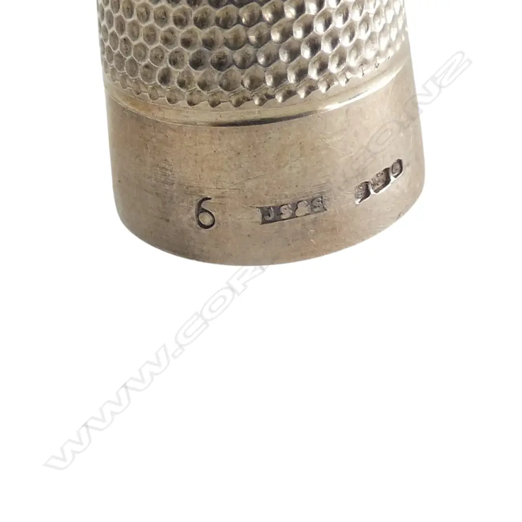 3 STG SILVER THIMBLES, NAPKIN RING, HAT PIN, BUTTON HOOK & OTHER Image 1++