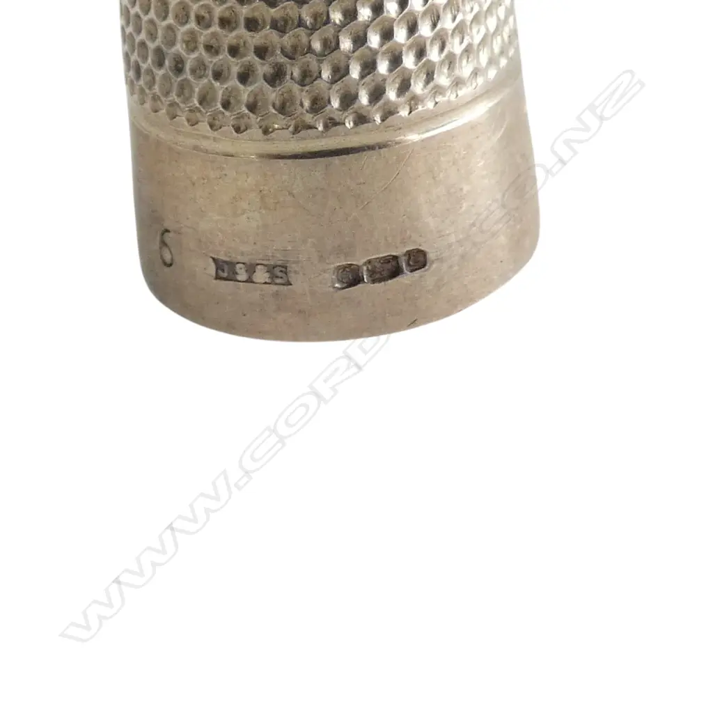 3 STG SILVER THIMBLES, NAPKIN RING, HAT PIN, BUTTON HOOK & OTHER Image 1++