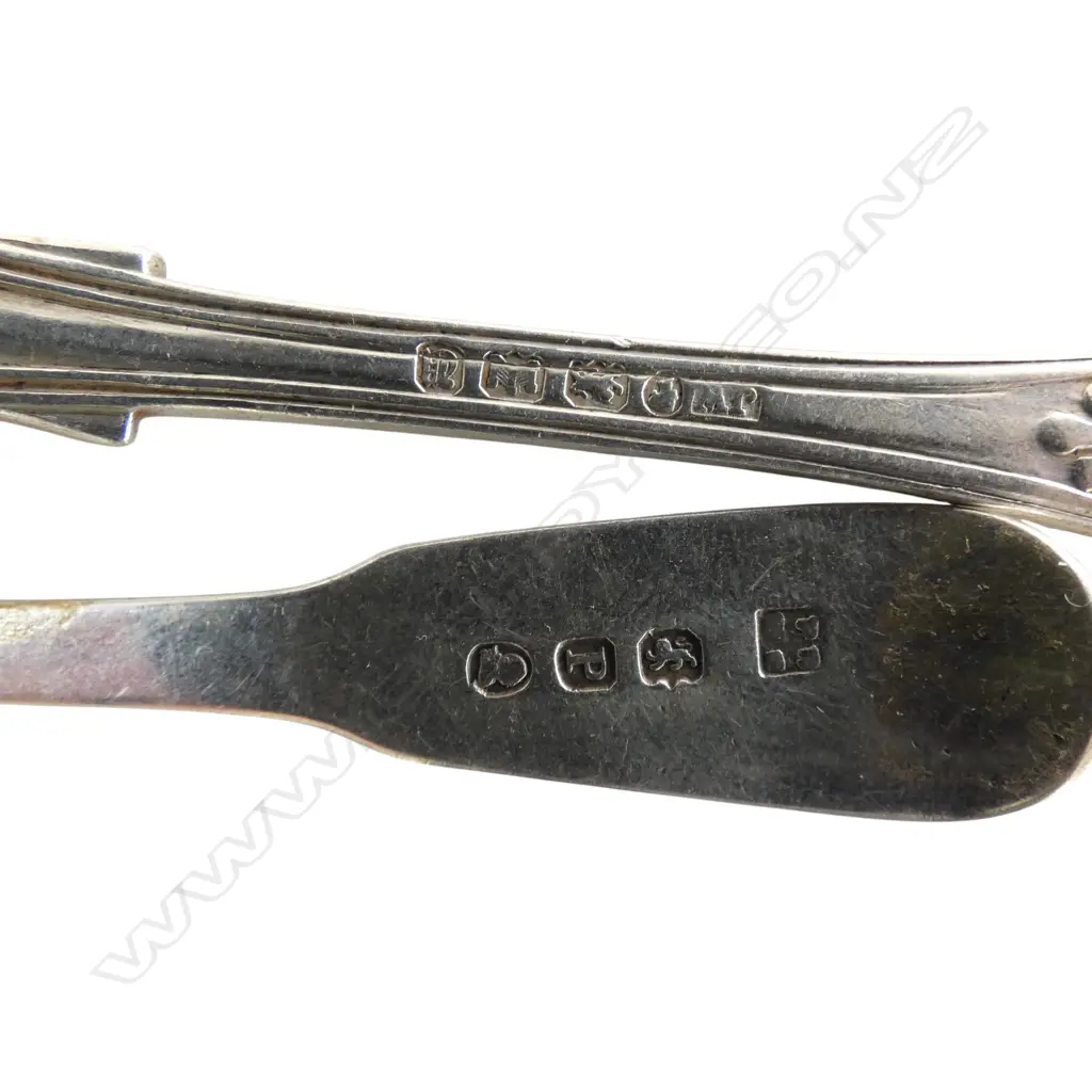 FIVE 19thC STG SILVER DESERT & TEASPOONS, UK & IRISH HALLMARKS, SOME WEAR, 125gms, L.135-165mm   Image 1++