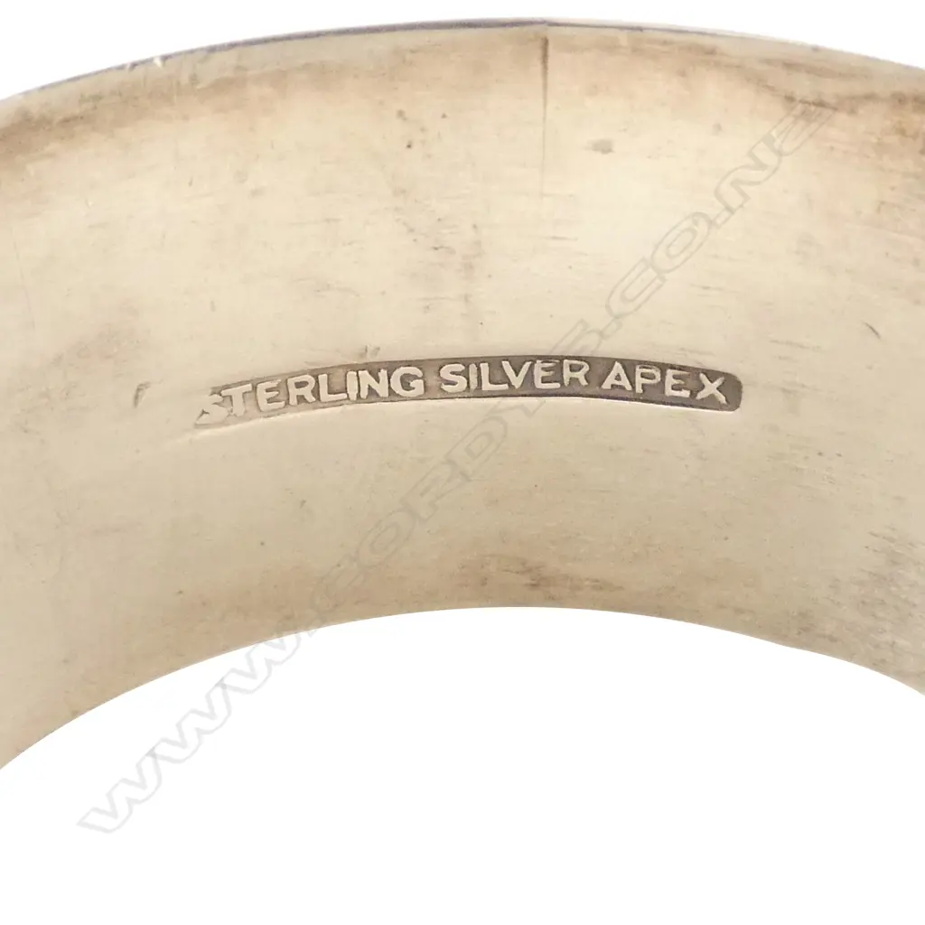 6 STG SILVER NAPKIN RINGS W. INITIALS/NAMES, SILVER STAMPS, 141gms Image 1++