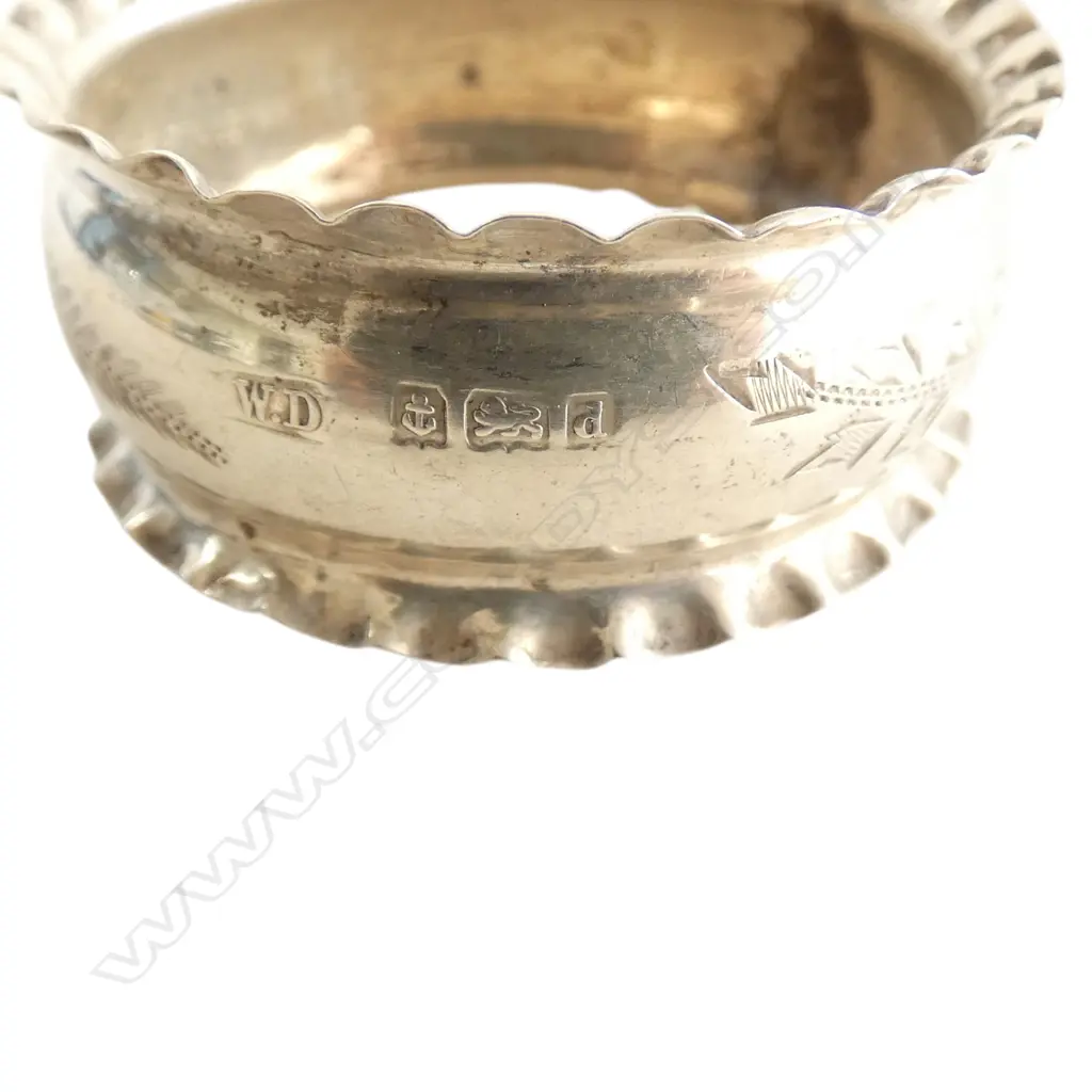 6 STG SILVER NAPKIN RINGS, ENGLISH HALLMARKS, B'HAM 1905 etc, 64.6gms Image 1++