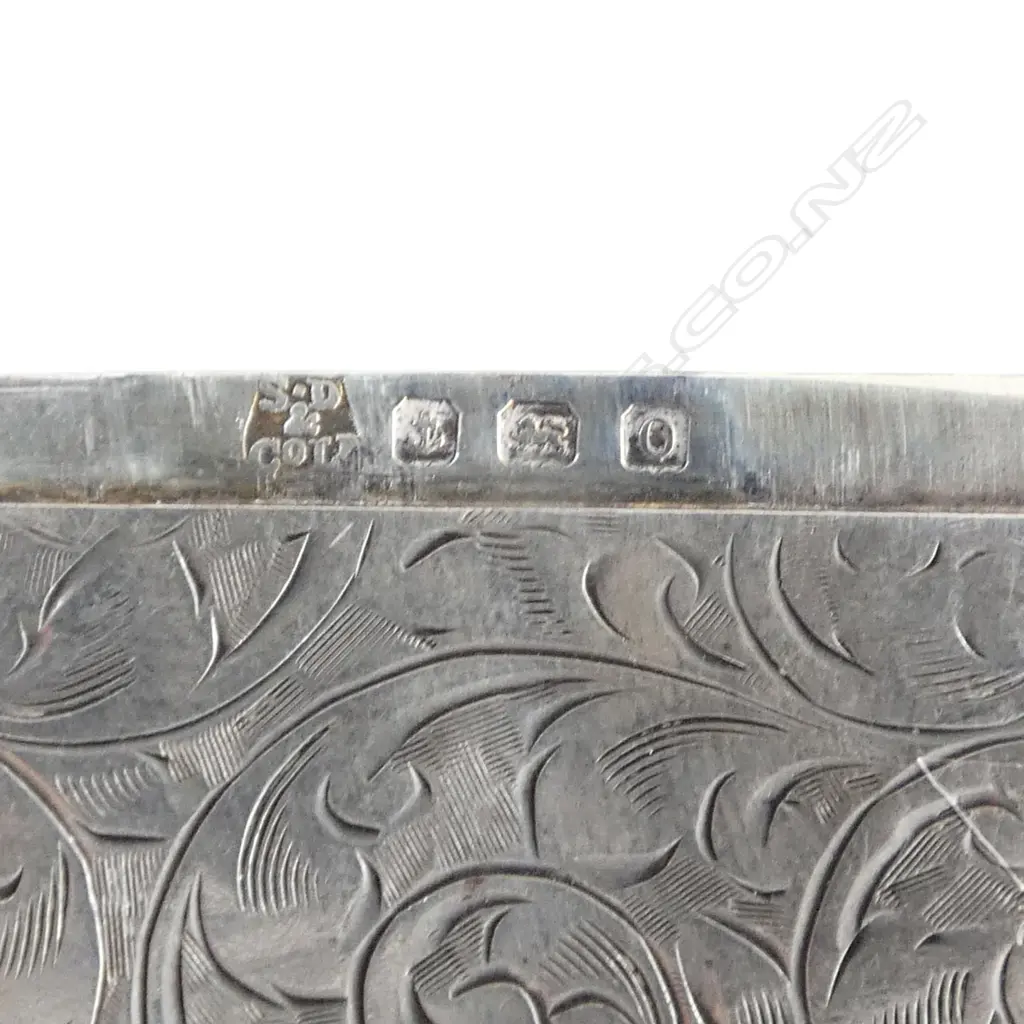 STG SILVER ENGRAVED VESTA CASE B'HAM 1913, INITIALS, 28gms, W.45mm, L.45mm Image 1++