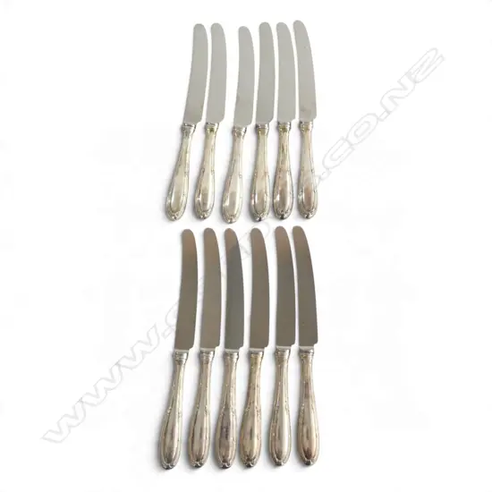 12 .800 GERMAN SILVER HANDLED  KNIVES