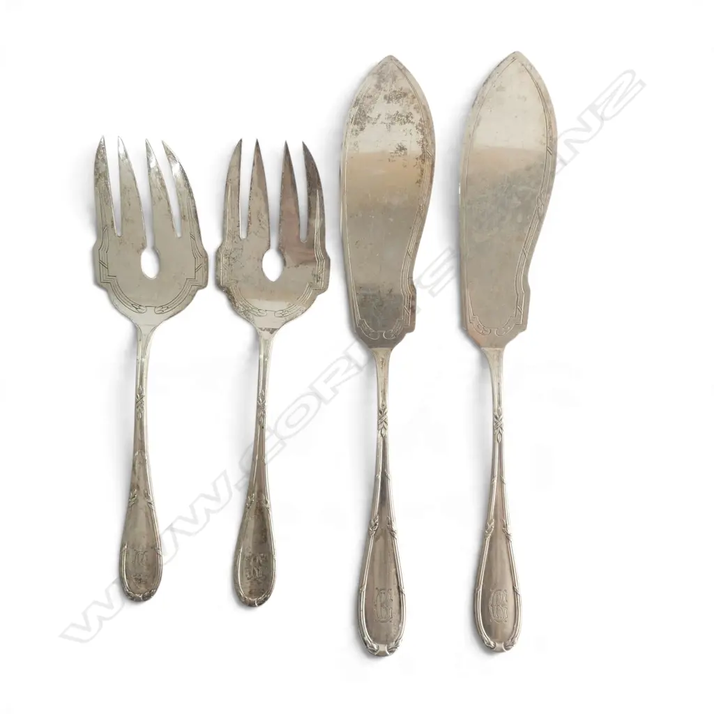 2 .800 GERMAN SILVER FISH SETS 401gms Image 1++