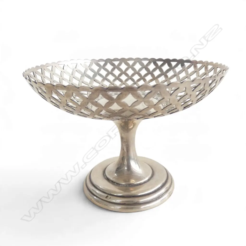 SOLID STG SILVER PIERCED COMPORT B'HAM 1920,126gms, H.90mm, Dia.130mm Image 1++