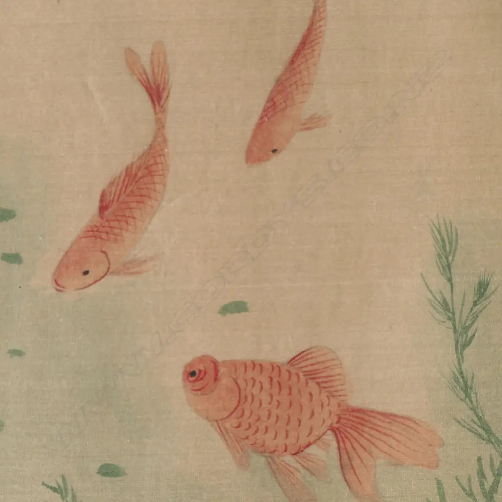 ORIENTAL GOLDFISH ARTWORK ON FABRIC 180x120mm Image 1++