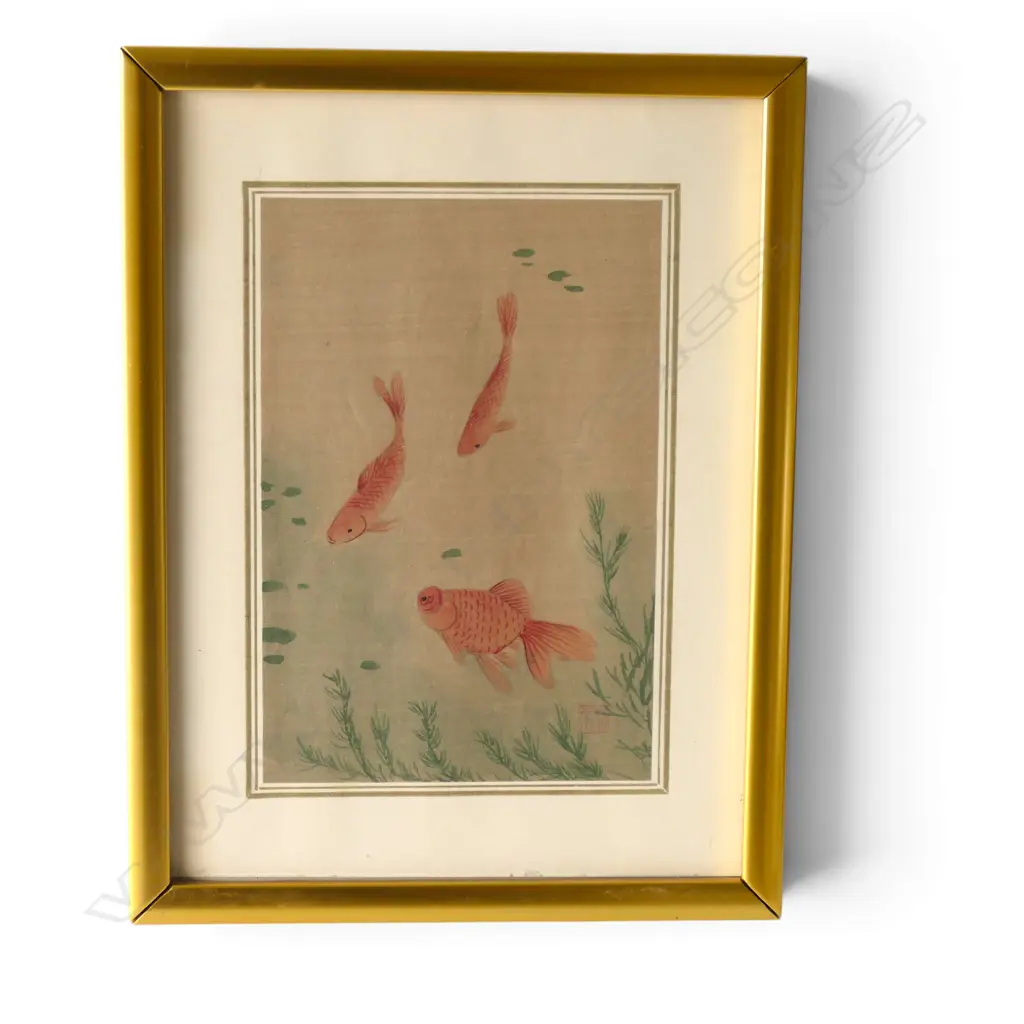 ORIENTAL GOLDFISH ARTWORK ON FABRIC 180x120mm Image 1++