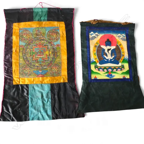 TWO TIBETIAN TANGKA - 775 X 480MM & 600 X 510MM