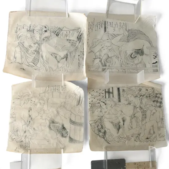 4 JAPANESE SHUNGA 310x310mm