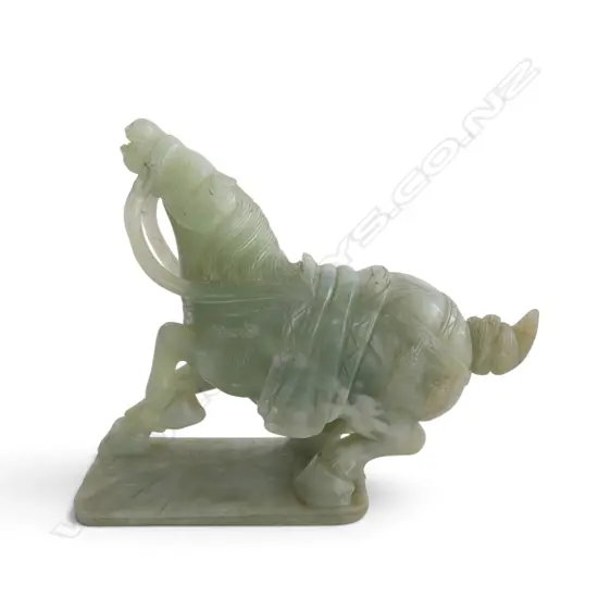 CARVED CHINESE TANG DYNASTY-STYLE WAR HORSE FIGURINE, H.200x240mm