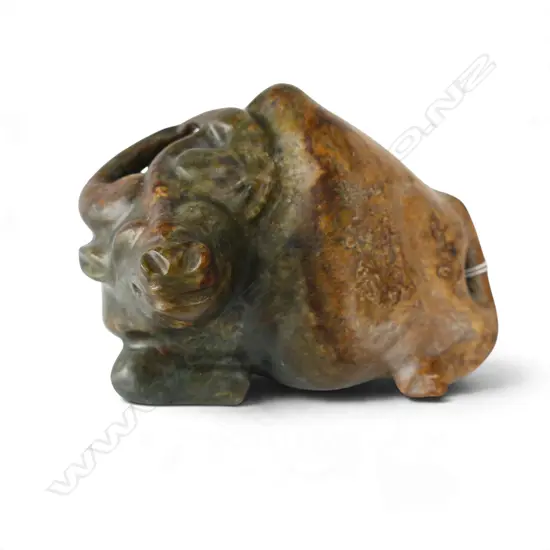 CHINESE CARVED JADE WATER BUFFALO L.180mm
