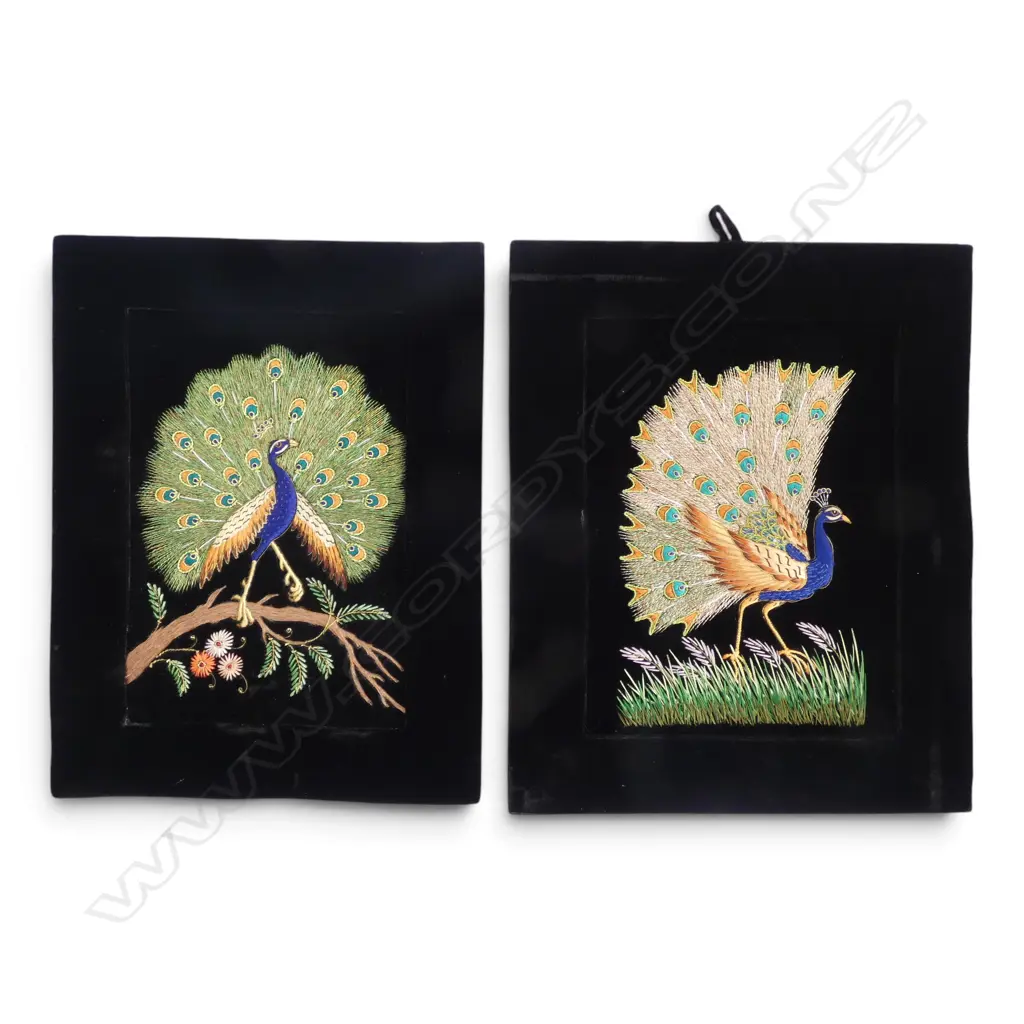 2 PEACOCK EMBROIDERIES 400x300mm Image 1++