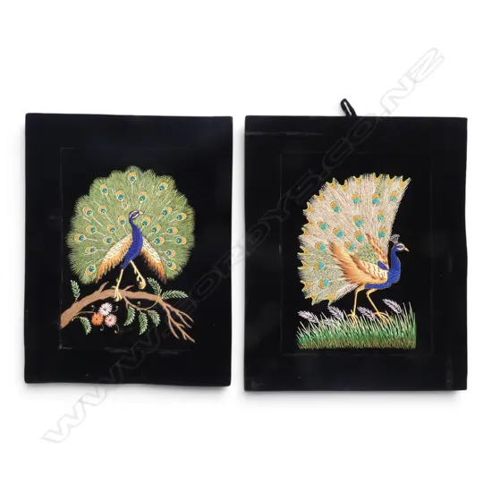 2 PEACOCK EMBROIDERIES 400x300mm