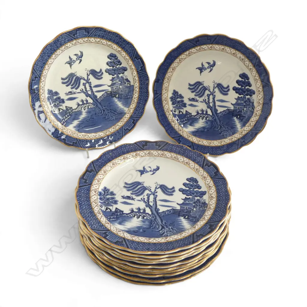 SET 12 BOOTHS REAL OLD WILLOW LUNCHEON PLATES, D.210mm Image 1++